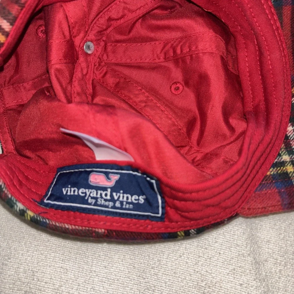 Vineyard Vines Red Plaid Wool Blend Cap Preppy ‎ Heritage Adjustable Strap OS